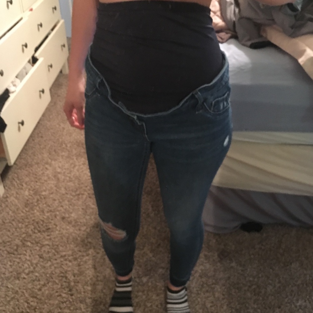 Dark blue maternity jeans